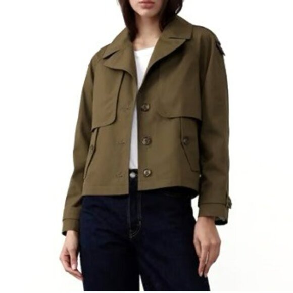 NWT New Heritage Olive Short Trench Jacket Size Small By Banana Republic Factory - Picture 4 of 11